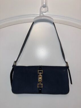 Mondani Navy Shoulder Bag with Gold Accent